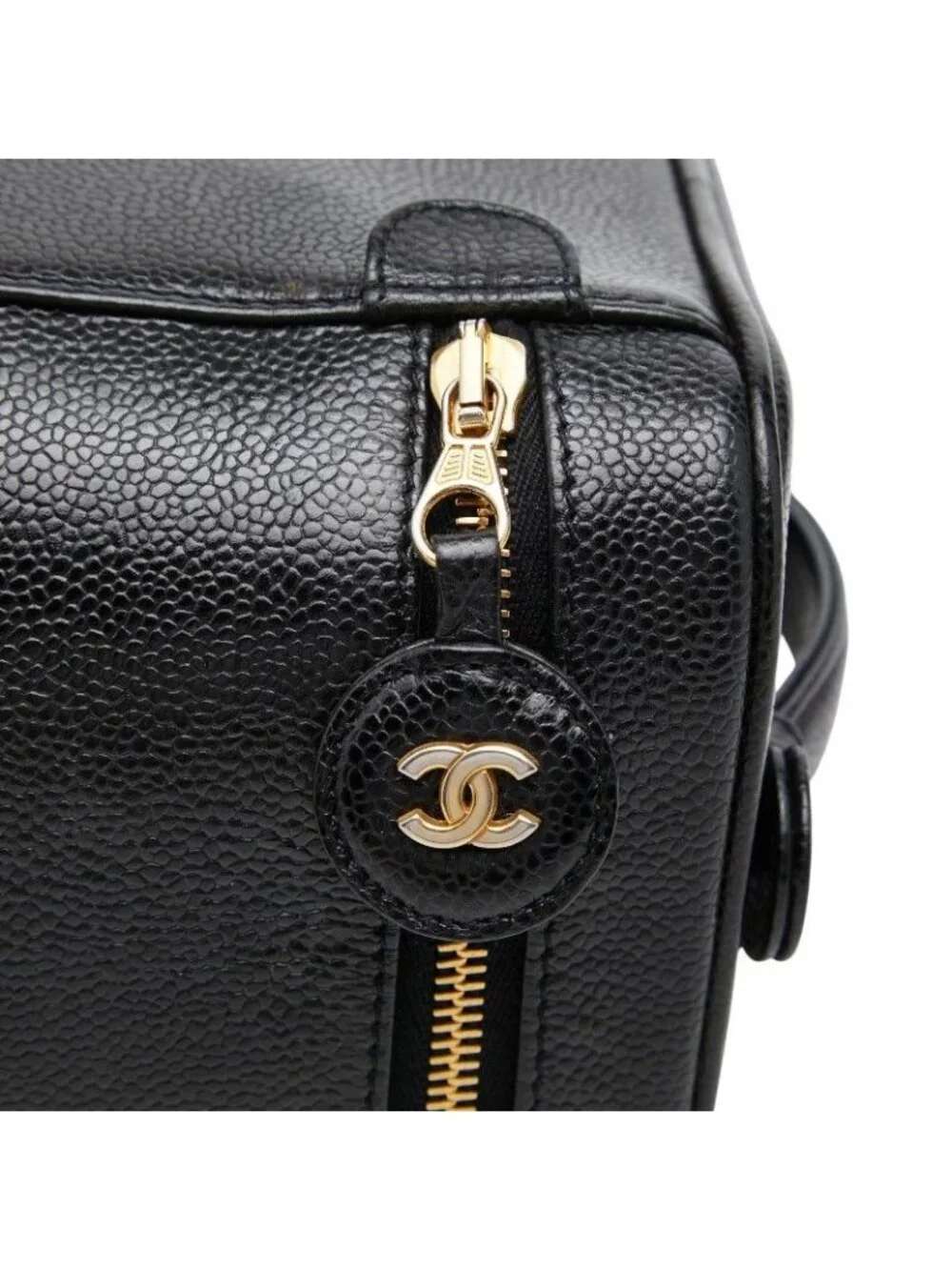Chanel CC Logo Vanity Bag Handbag Black Caviar Leather - Picture 8 of 10